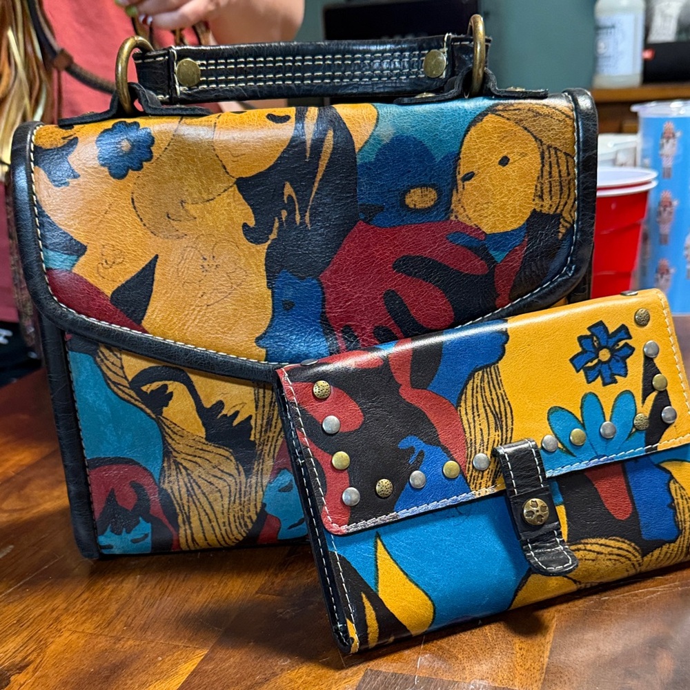 Patricia Nash Multicolor Satchel and Wallet Set